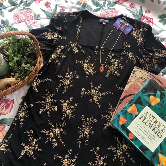 90s gold and black dress - Picture 1 of 4